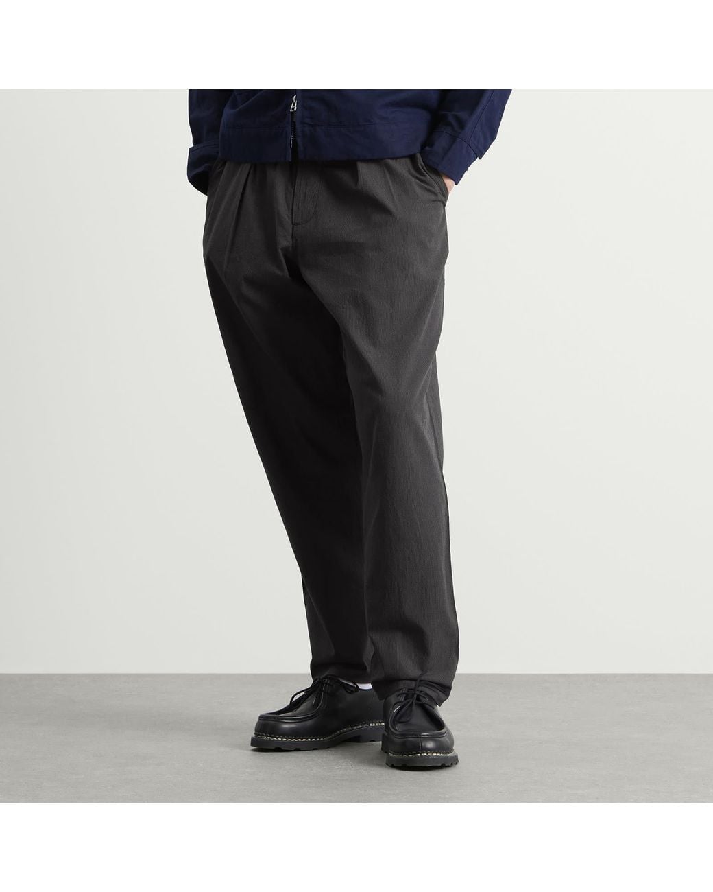 Universal Works Gray Seattle Cotton Pleated Track Pant for men