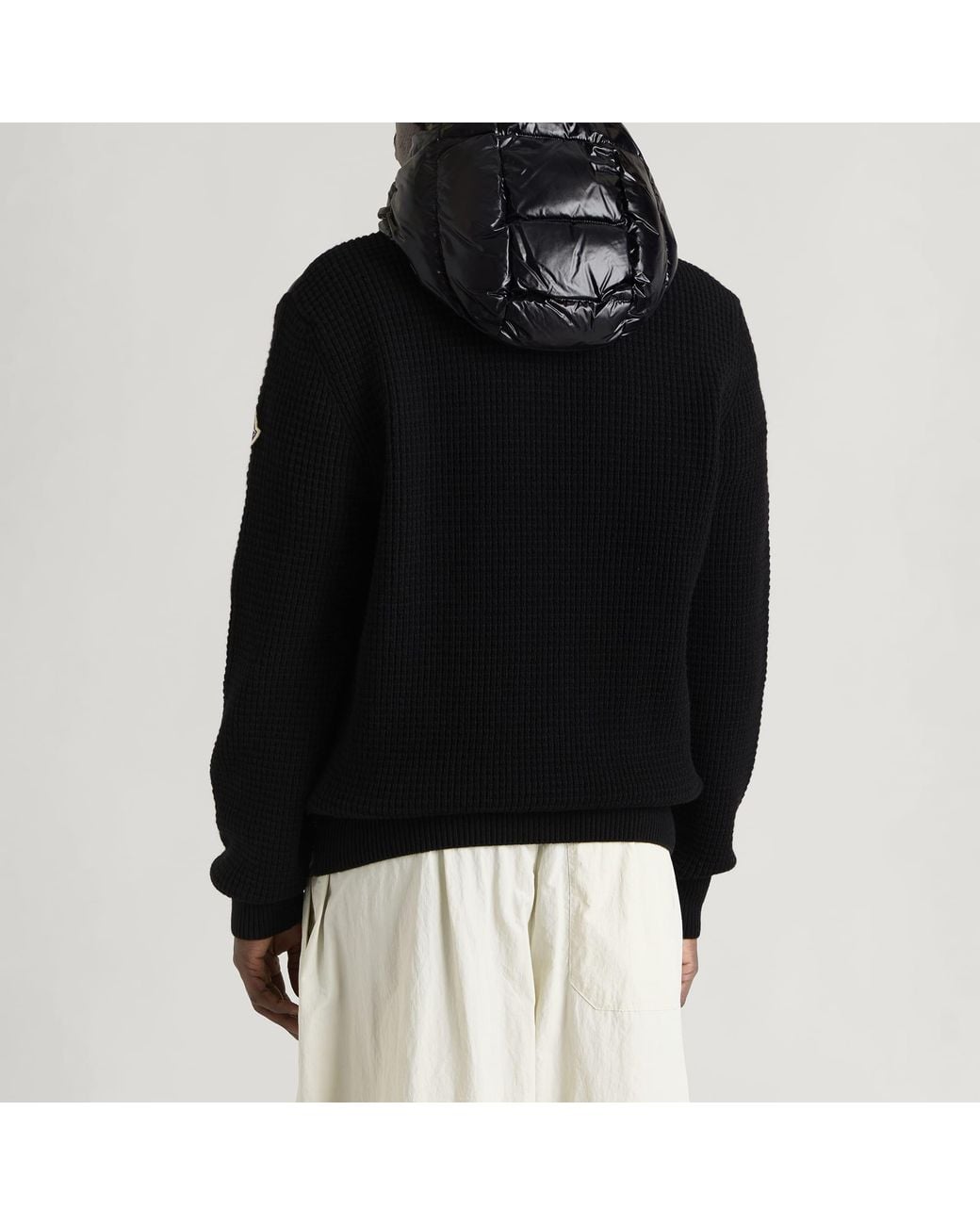 Moncler Black Hybrid Wool Cashmere Padded Jacket for men