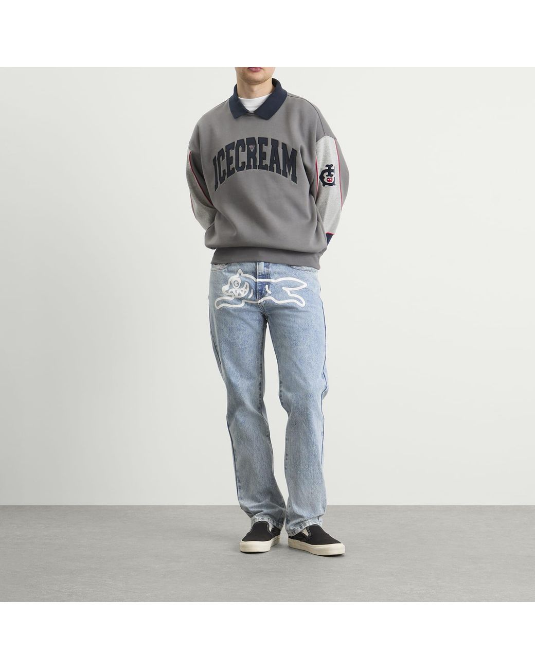 ICECREAM Gray Collared Warm-Up Sweatshirt for men
