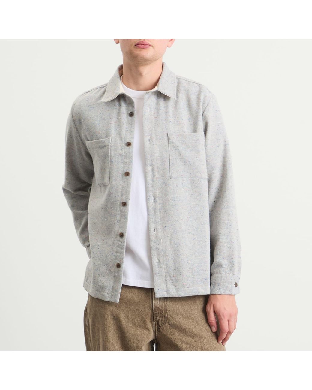 Wax London Gray Whiting Wool Fleck Overshirt for men