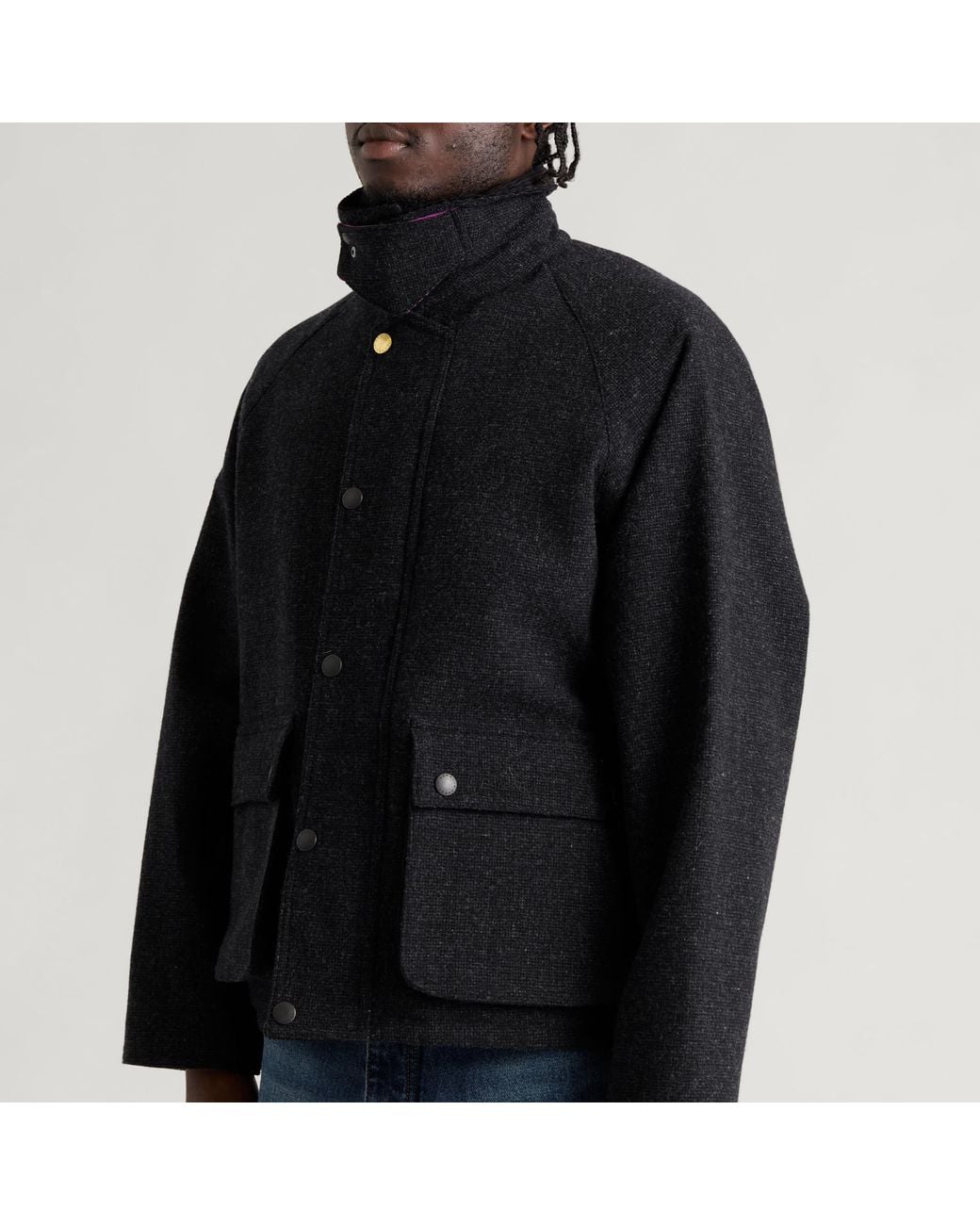 Barbour Black X Paul Smith Transport Wool Jacket for men