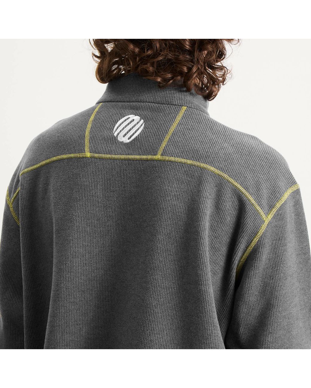 METALWOOD STUDIO Gray Contrast Stitch 1/4 Zip Sweatshirt for men