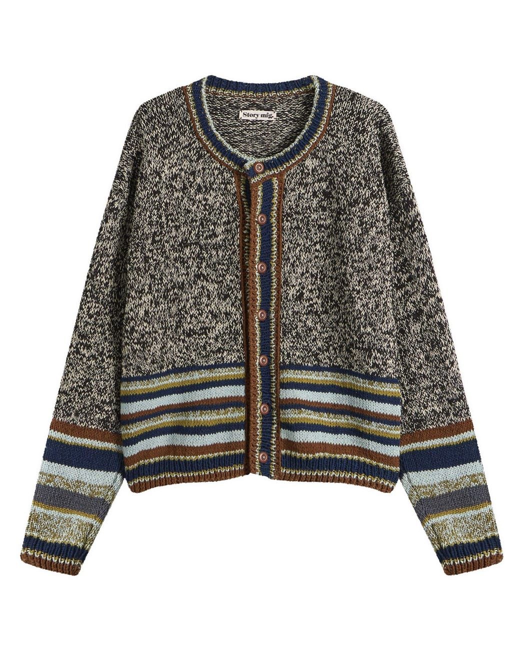 STORY mfg. Black Hand Knit Root Cardigan for men