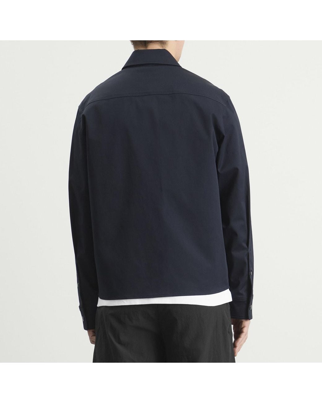 Moncler Blue Cotton Blend Gabardine Shirt Jacket for men