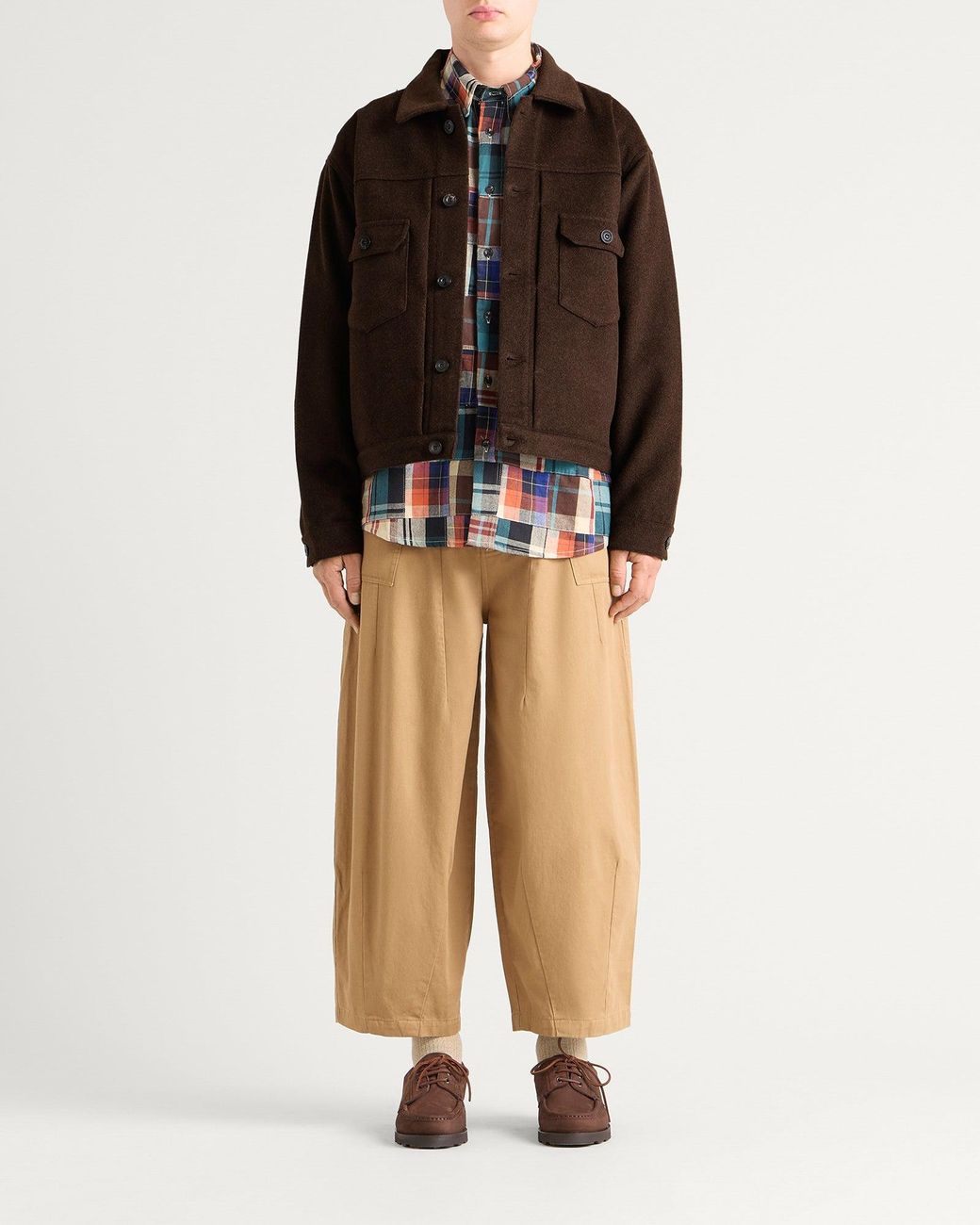 FRIZMWORKS Brown Solid Wool Trucker Jacket for men