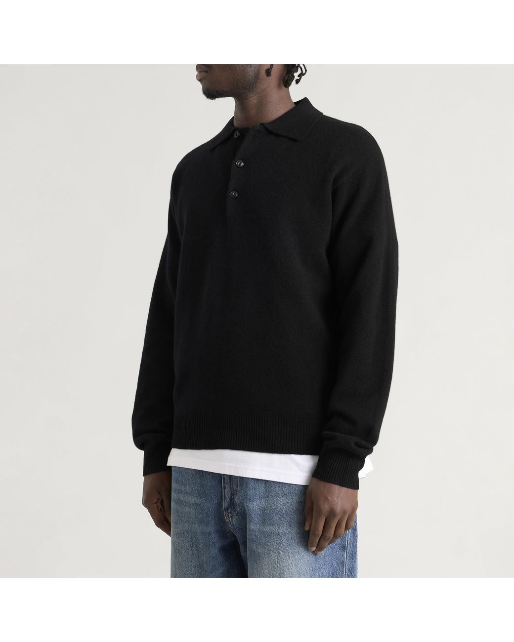 Pittari Black Knitted Polo for men