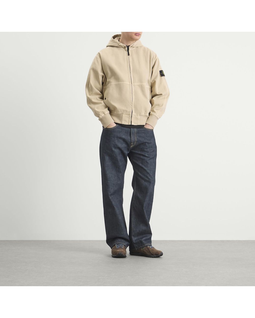 Stone Island Panama Cotton Old Effect Hooded Jacket in Natural for