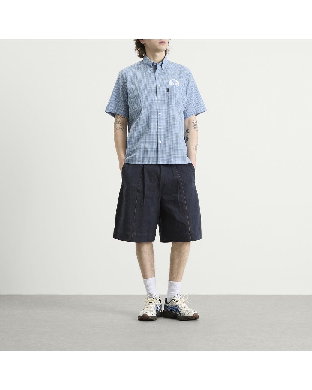 No Problemo Blue Alien-O Print Check Shirt for men