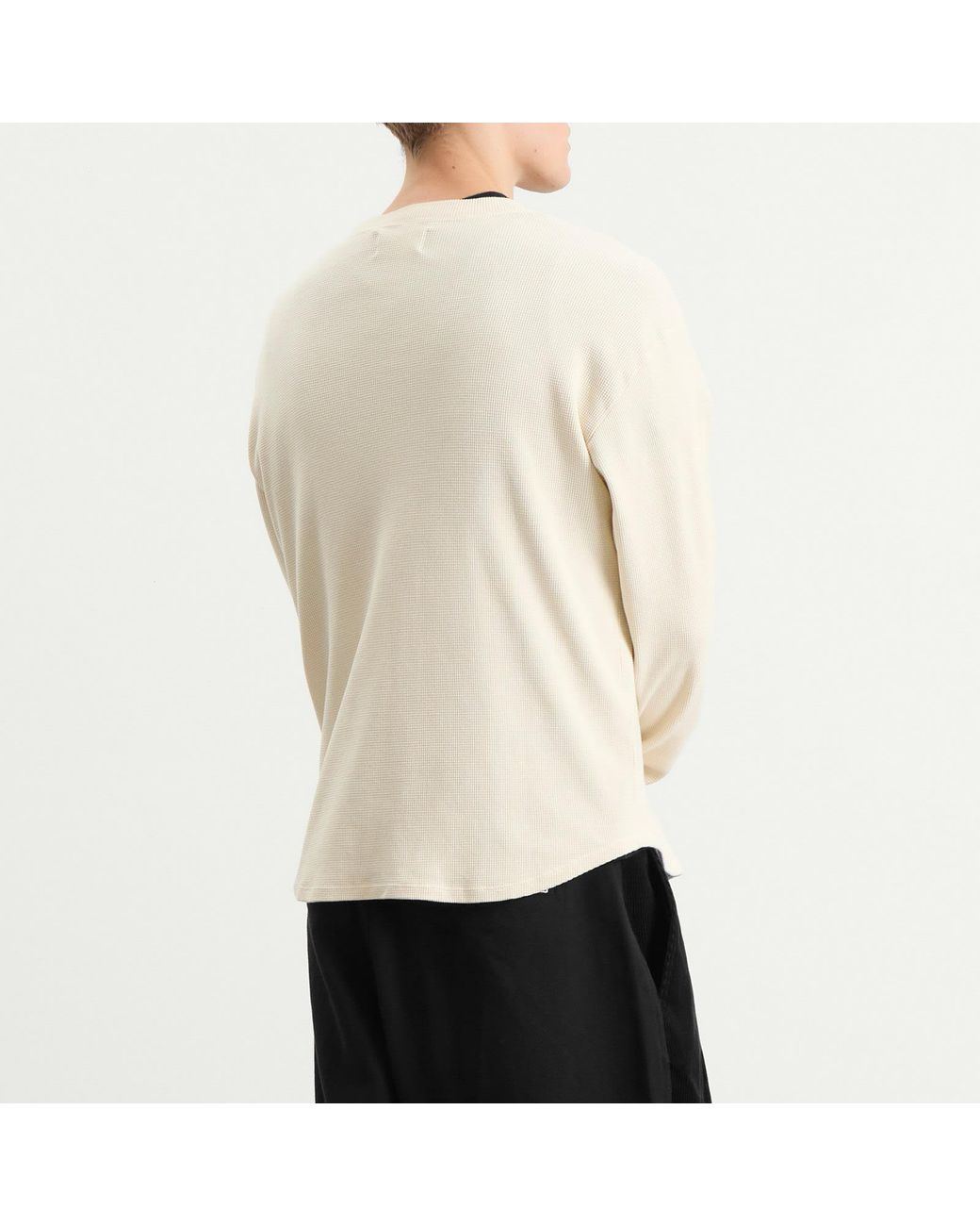 Les Tien White Thermal Baseball Henley for men