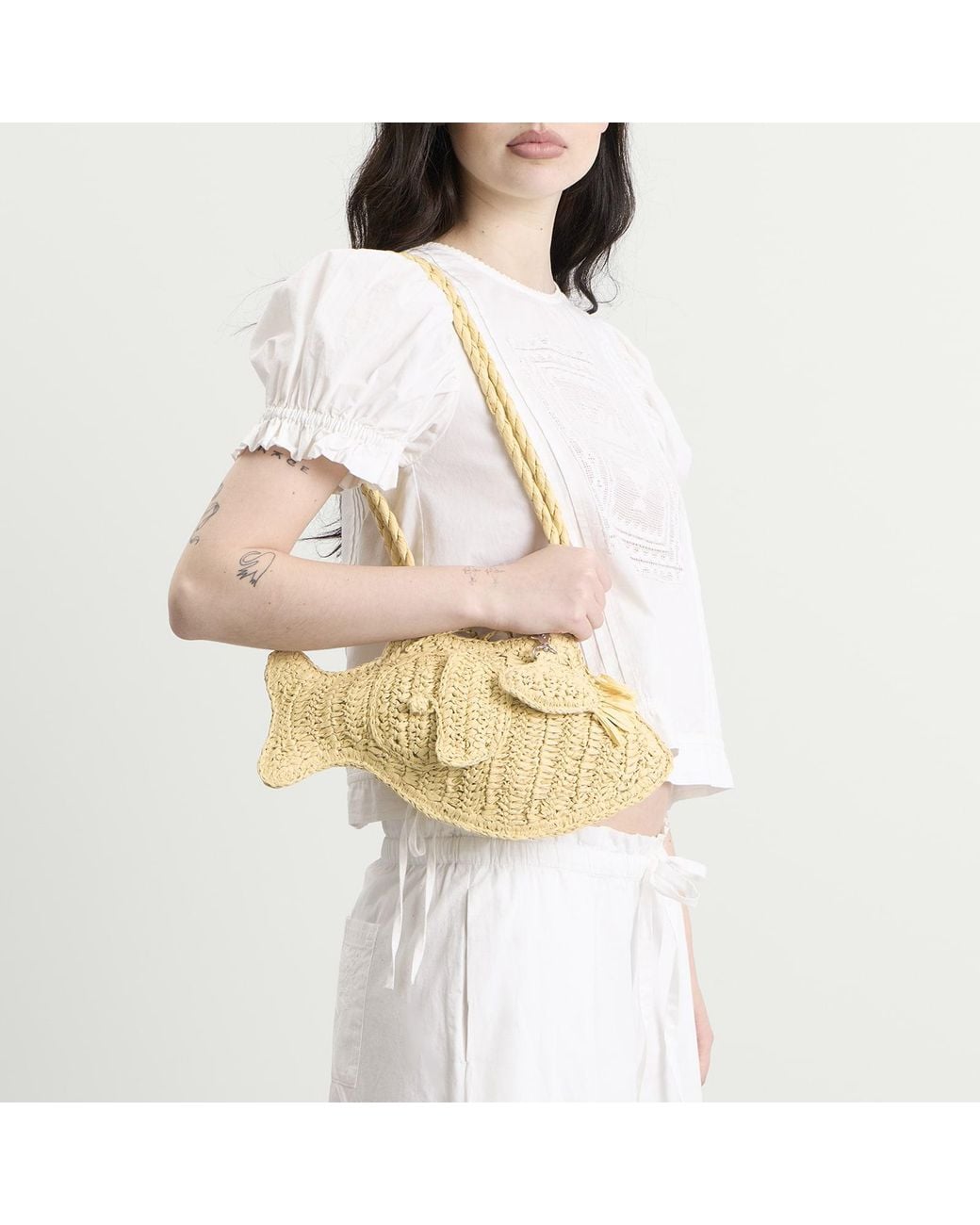 Damson Madder Metallic Raffia Fish Bag