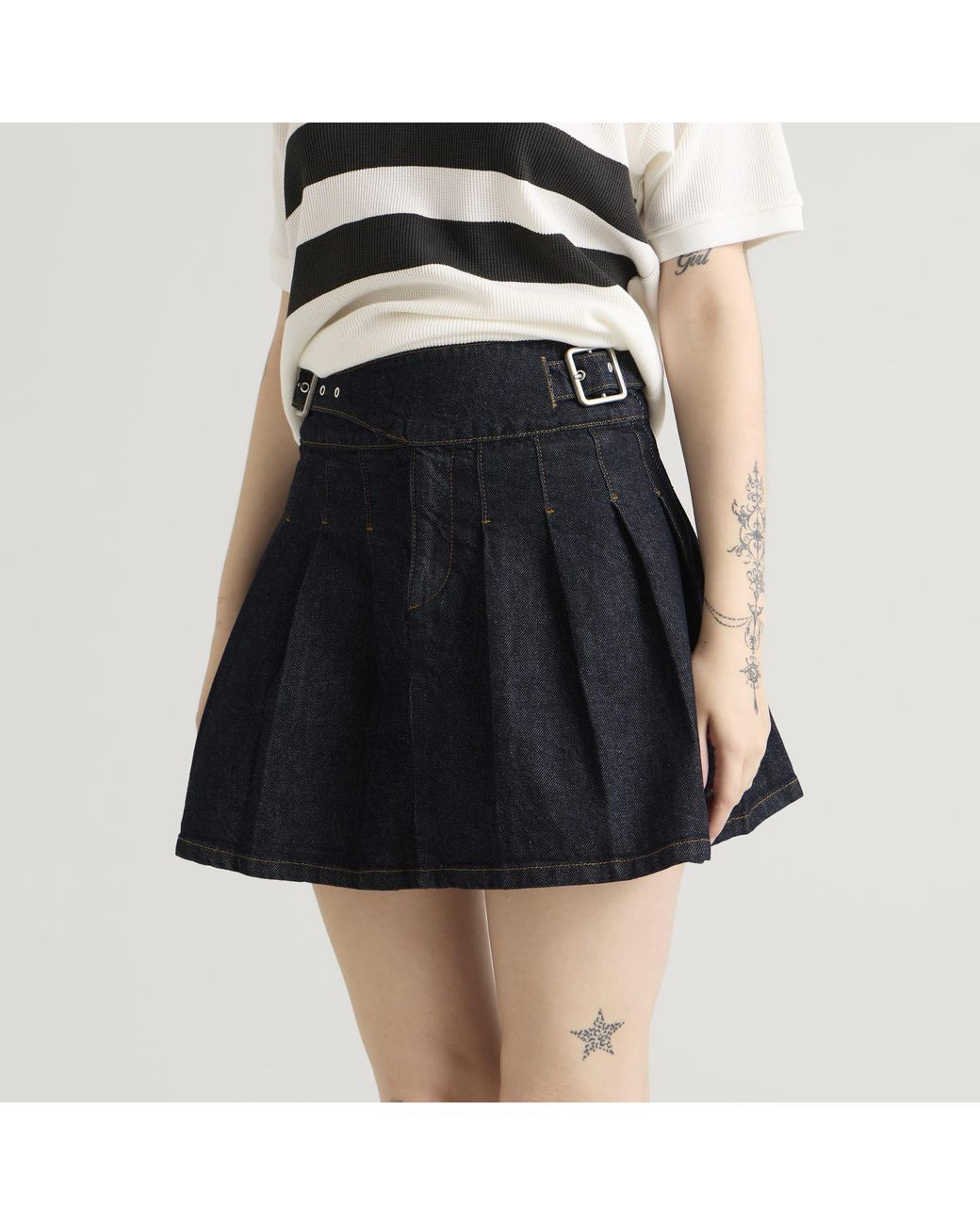 Damson Madder Black Dasha Mini Denim Skirt