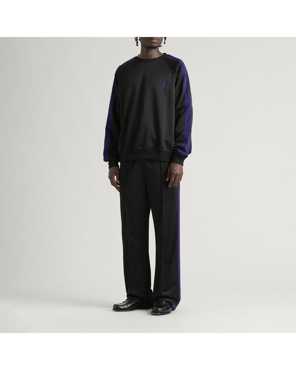 Needles Black Poly Smooth Crew Neck Sweatshirt for men