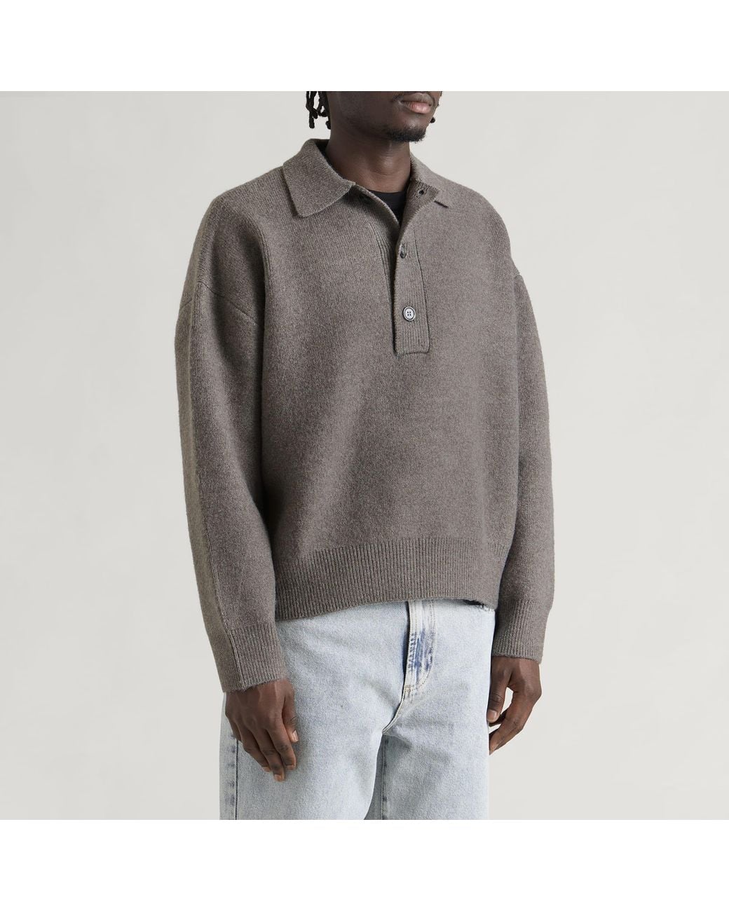 MKI Miyuki-Zoku Gray Double Knit Rugby for men