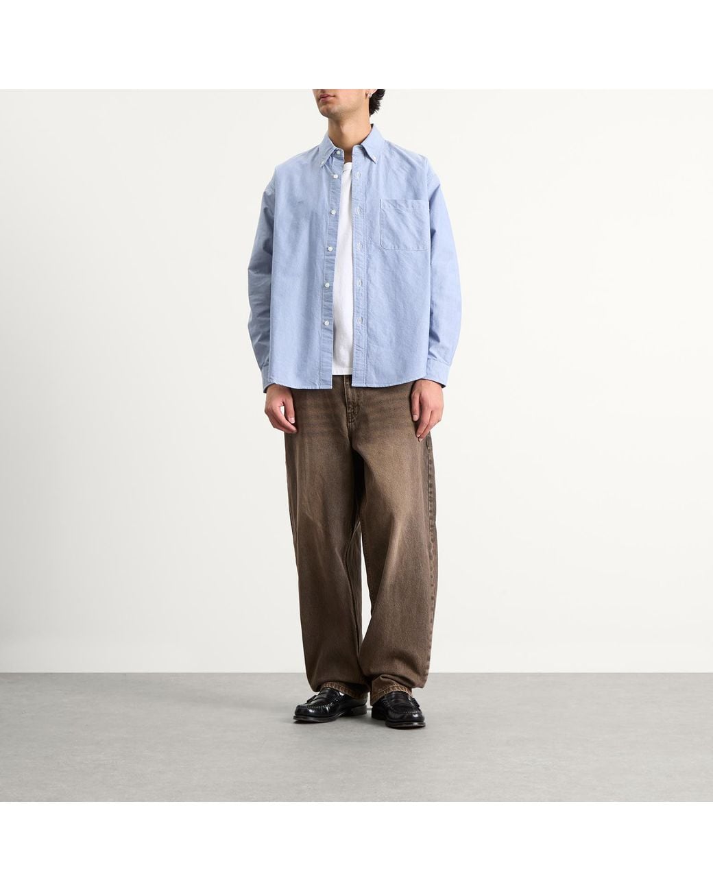 Beams Plus Blue Heavy Oxford Button Down Shirt for men