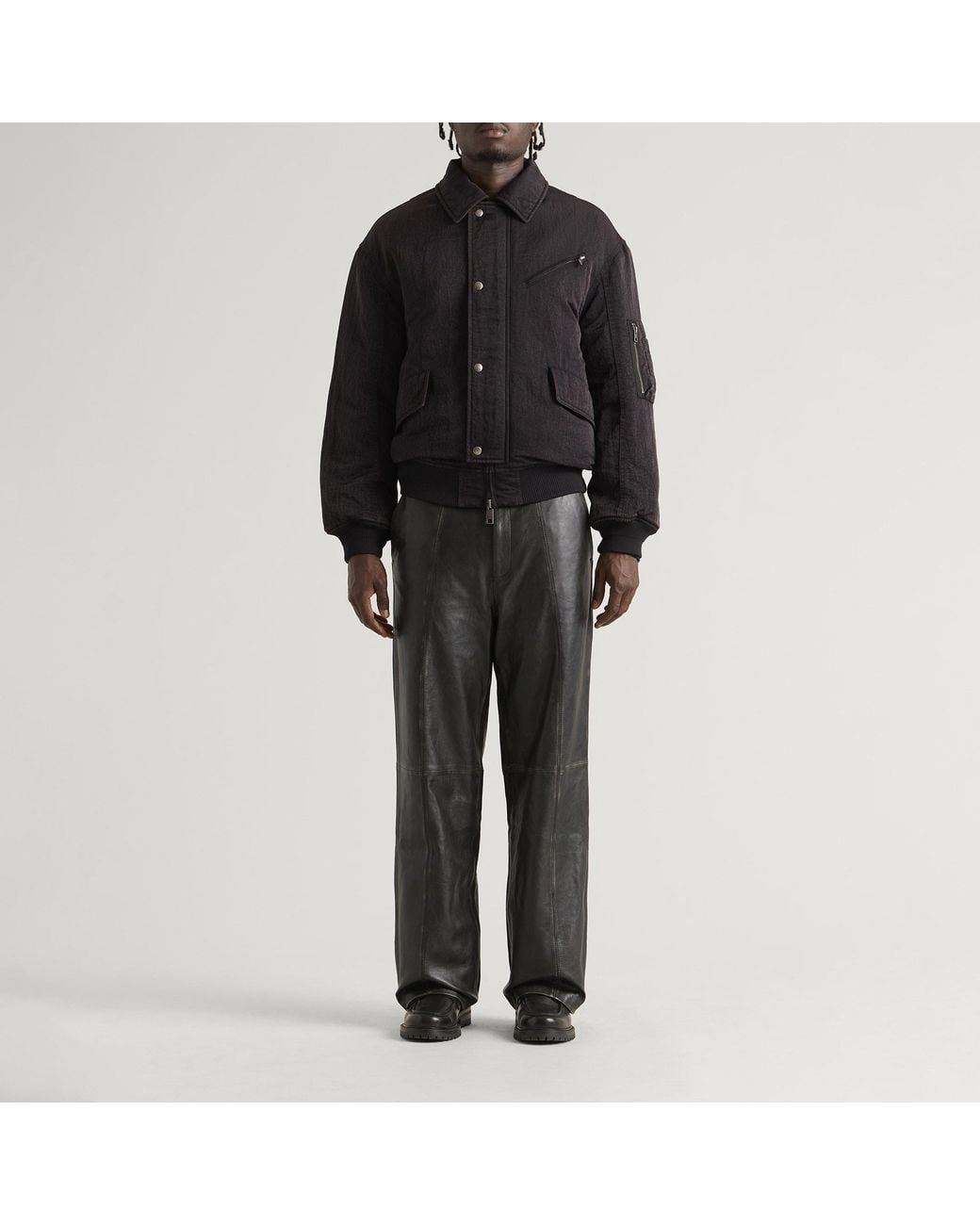 Samsøe & Samsøe Gray End. X Savalentin Leather Trousers for men