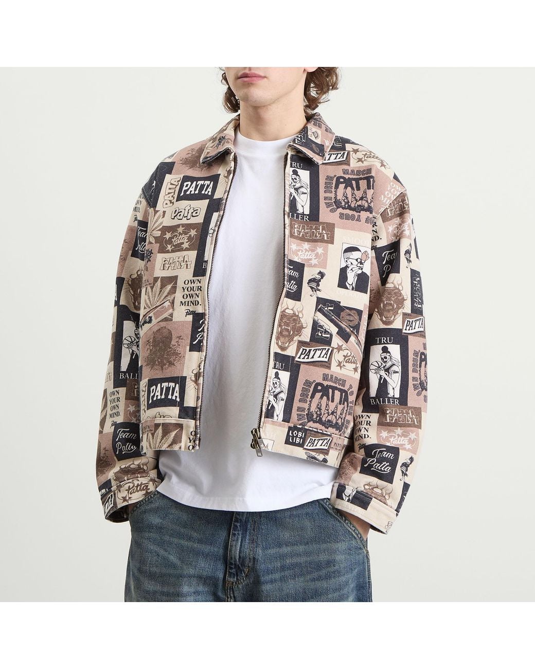 PATTA Natural Collage Insulated Canvas Jacket for men