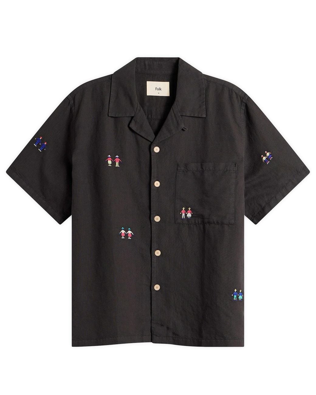 Folk Black Presented By End. Relaxed Soft Collar Vacation Shirt for men