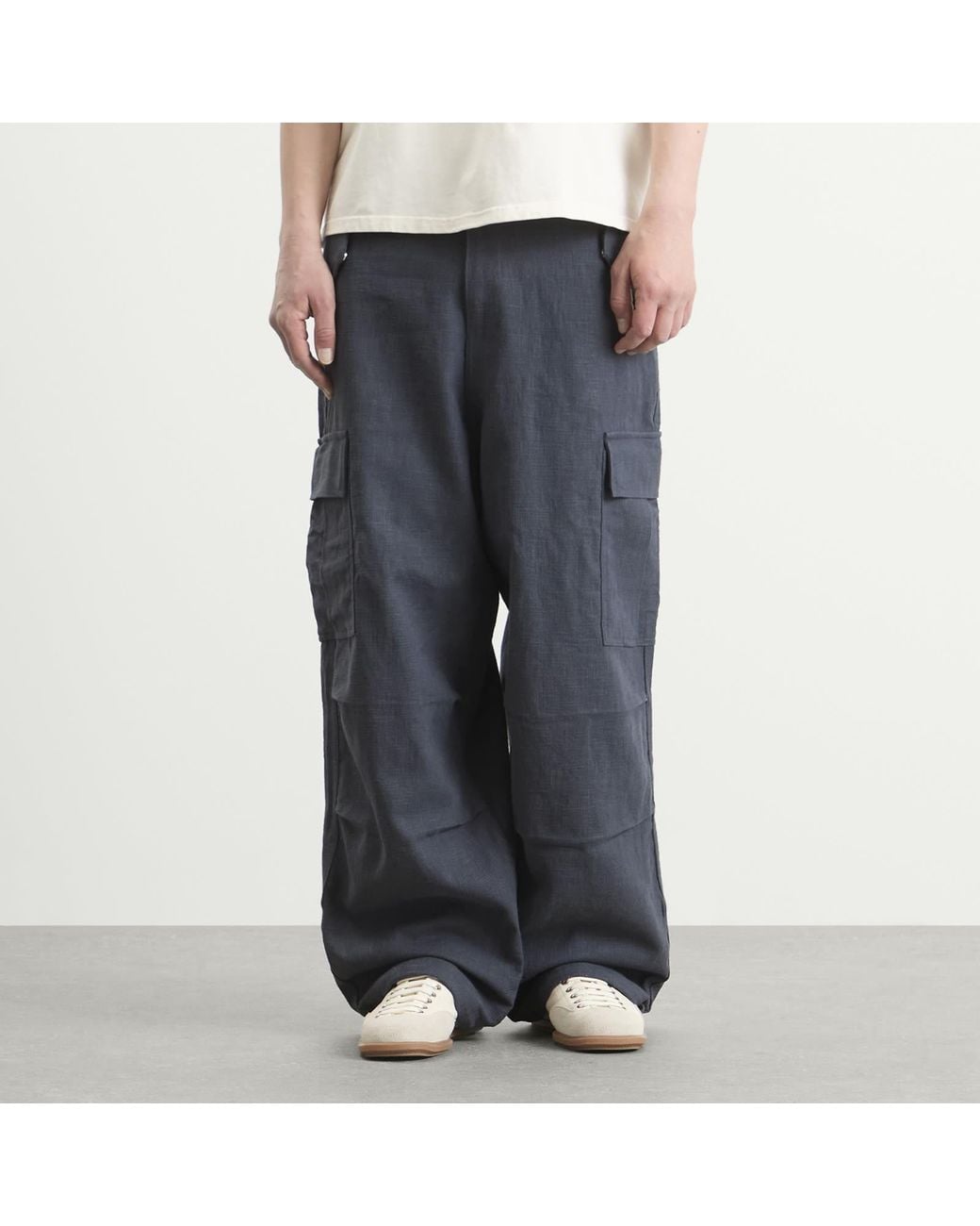 Rhude Blue Linen Parachute Pant for men
