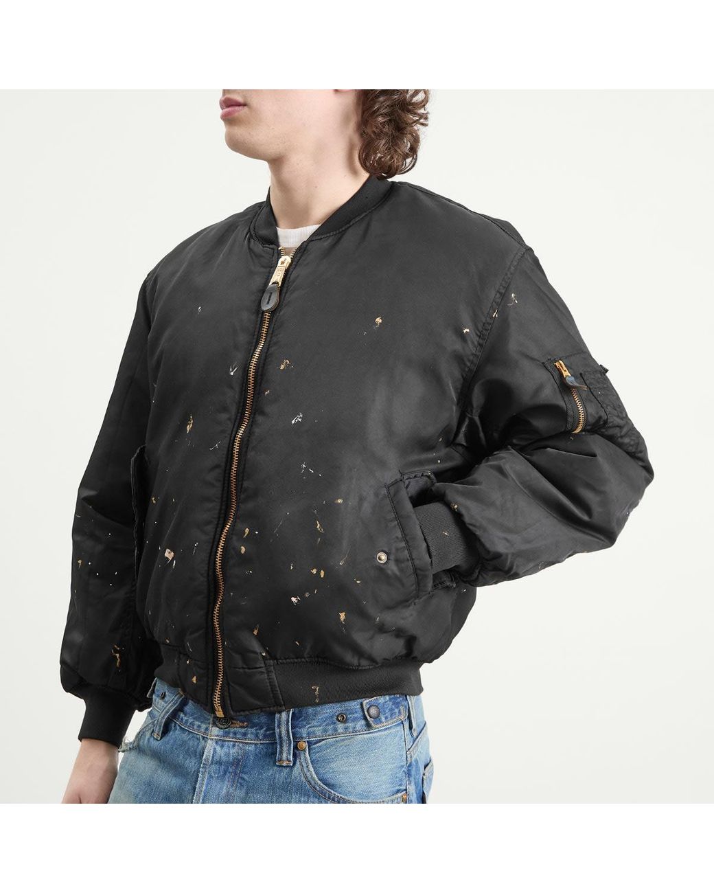 Mastercraft Union Black Washed Nylon Bomber Jacket for men