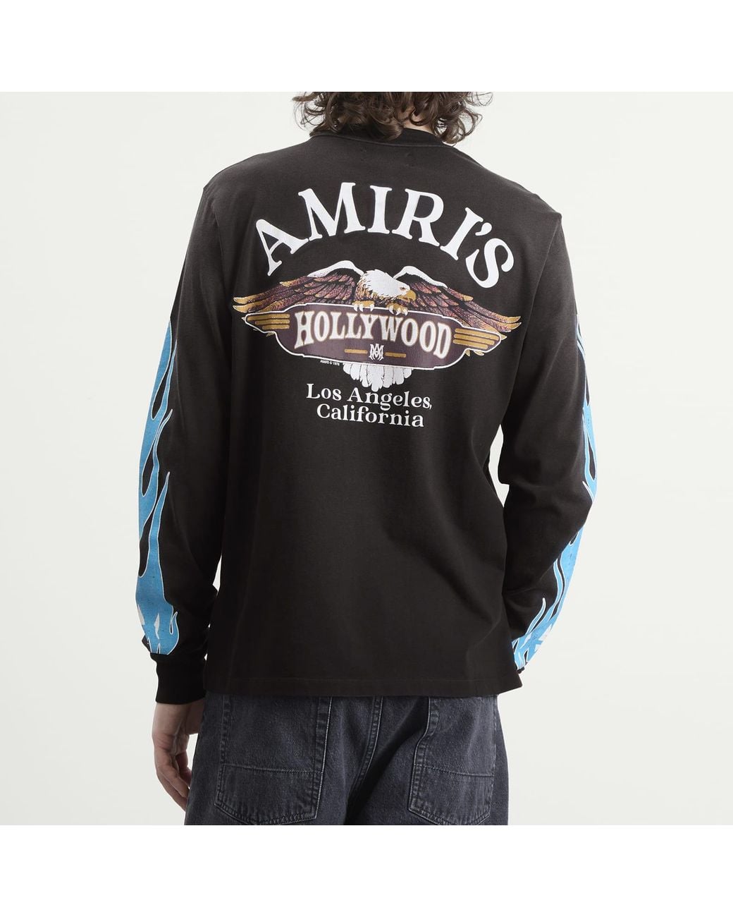 Amiri Black Eagle Flames Long Sleeve T-Shirt for men