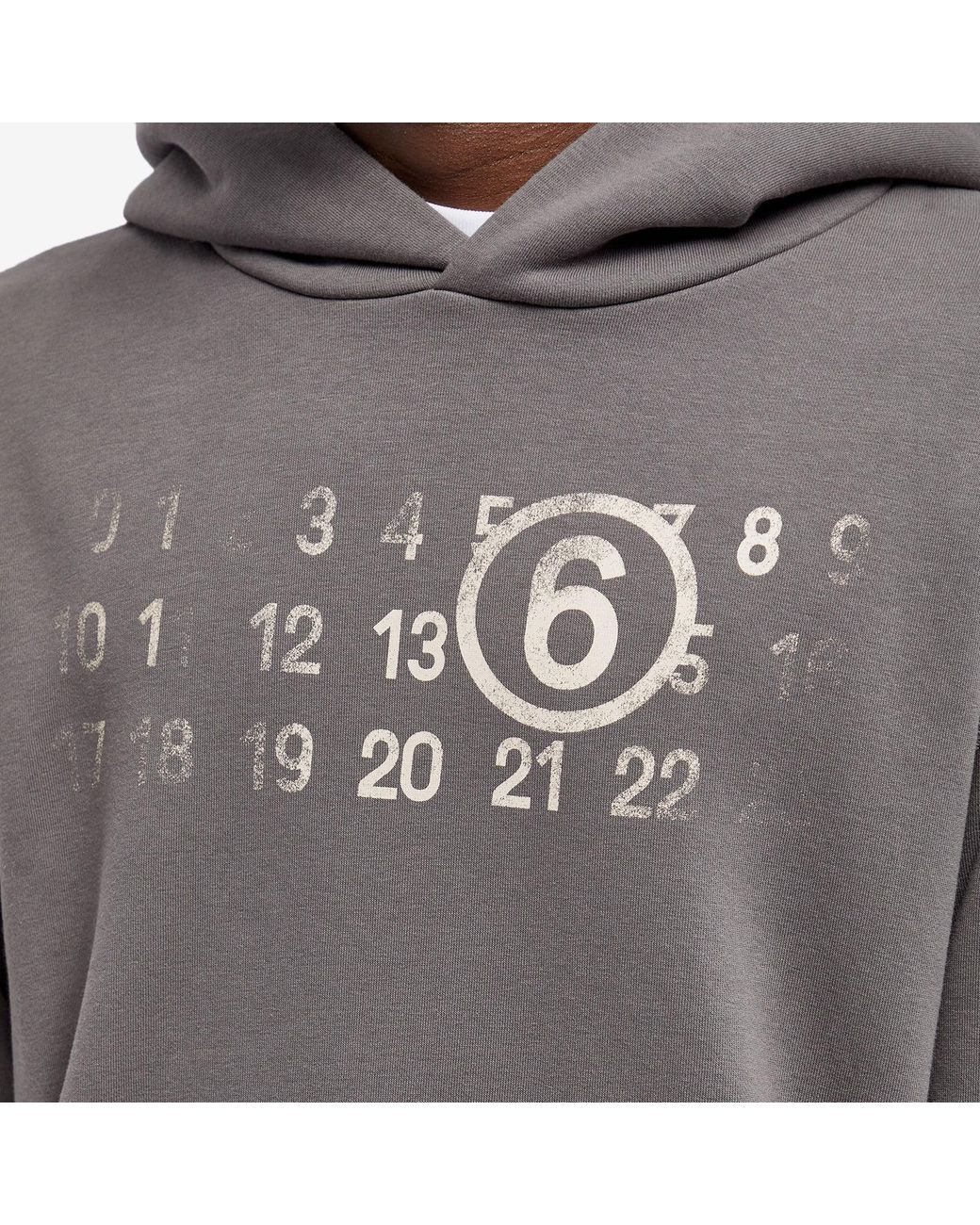 MM6 by Maison Martin Margiela Distressed Logo Hoodie in Grey for