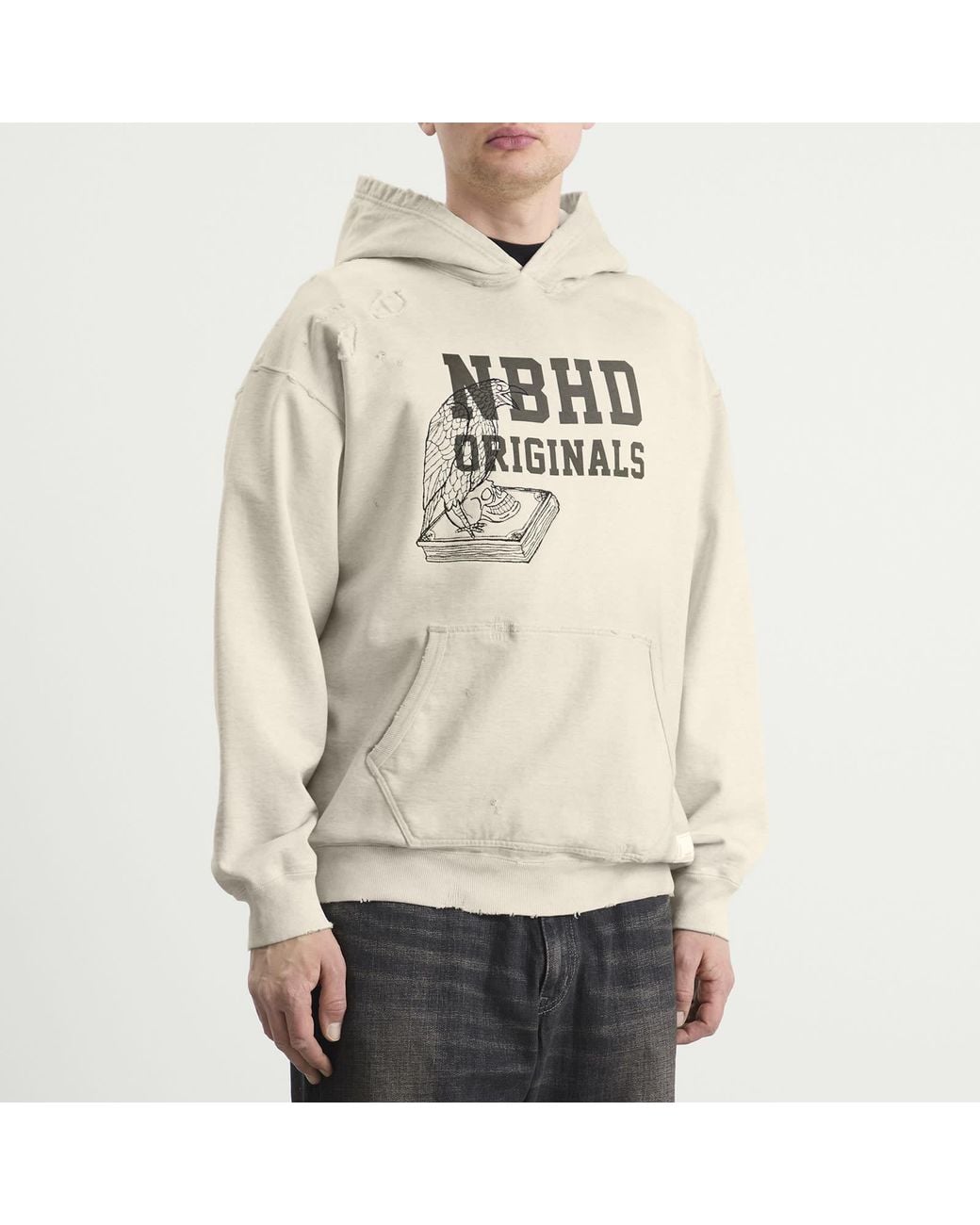 Neighborhood White Embroidered Savage Hoodie for men