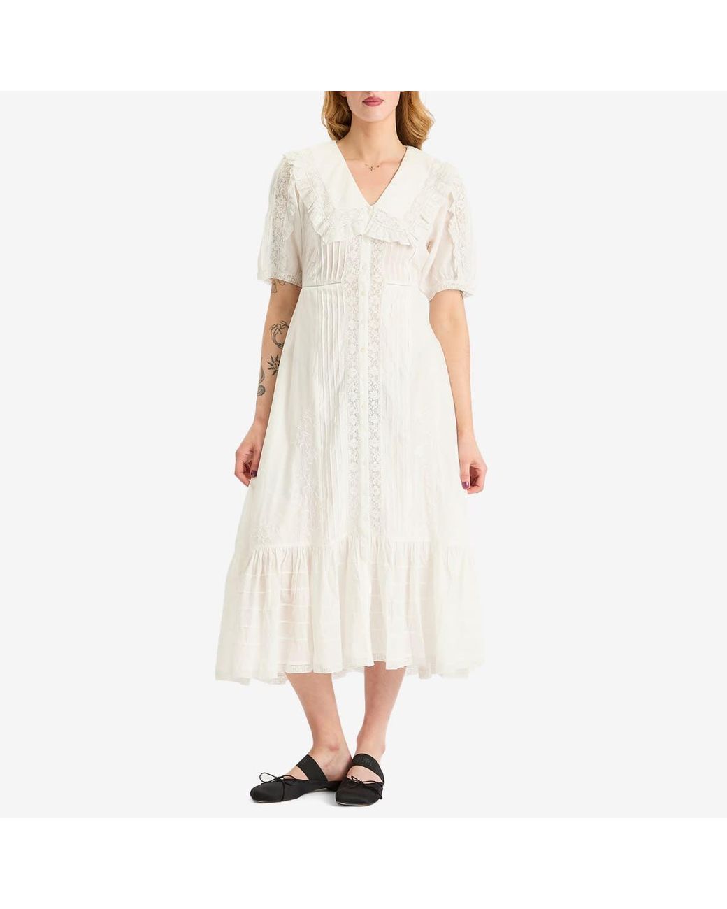 RIXO London Edina Midi Pansy Dress in White | Lyst
