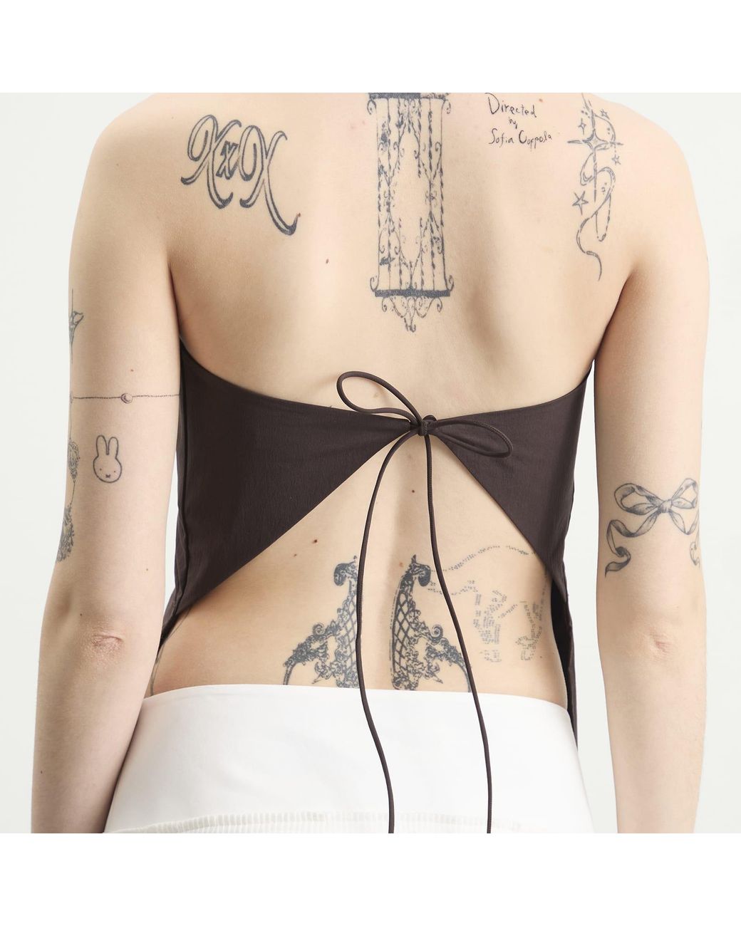 St. Agni Brown Strapless Rouleau Tie Top