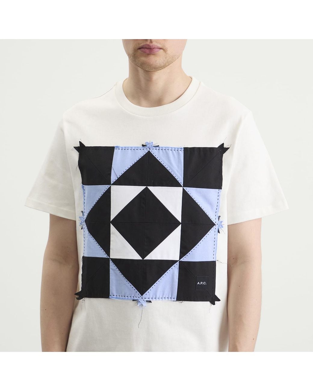A.P.C. Blue T-Shirt Patchwork for men