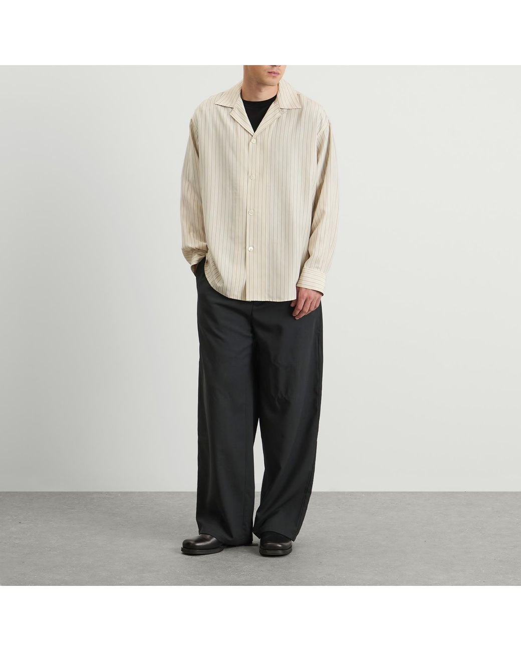 AMI Gray Light Wool Twill Elastic Pants for men