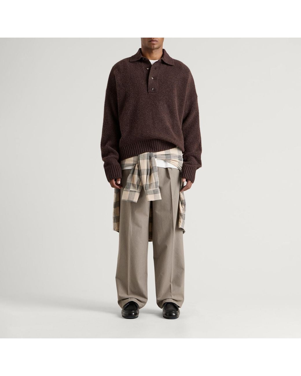 Daniel Simmons Brown Long Sleeve Knit Polo for men