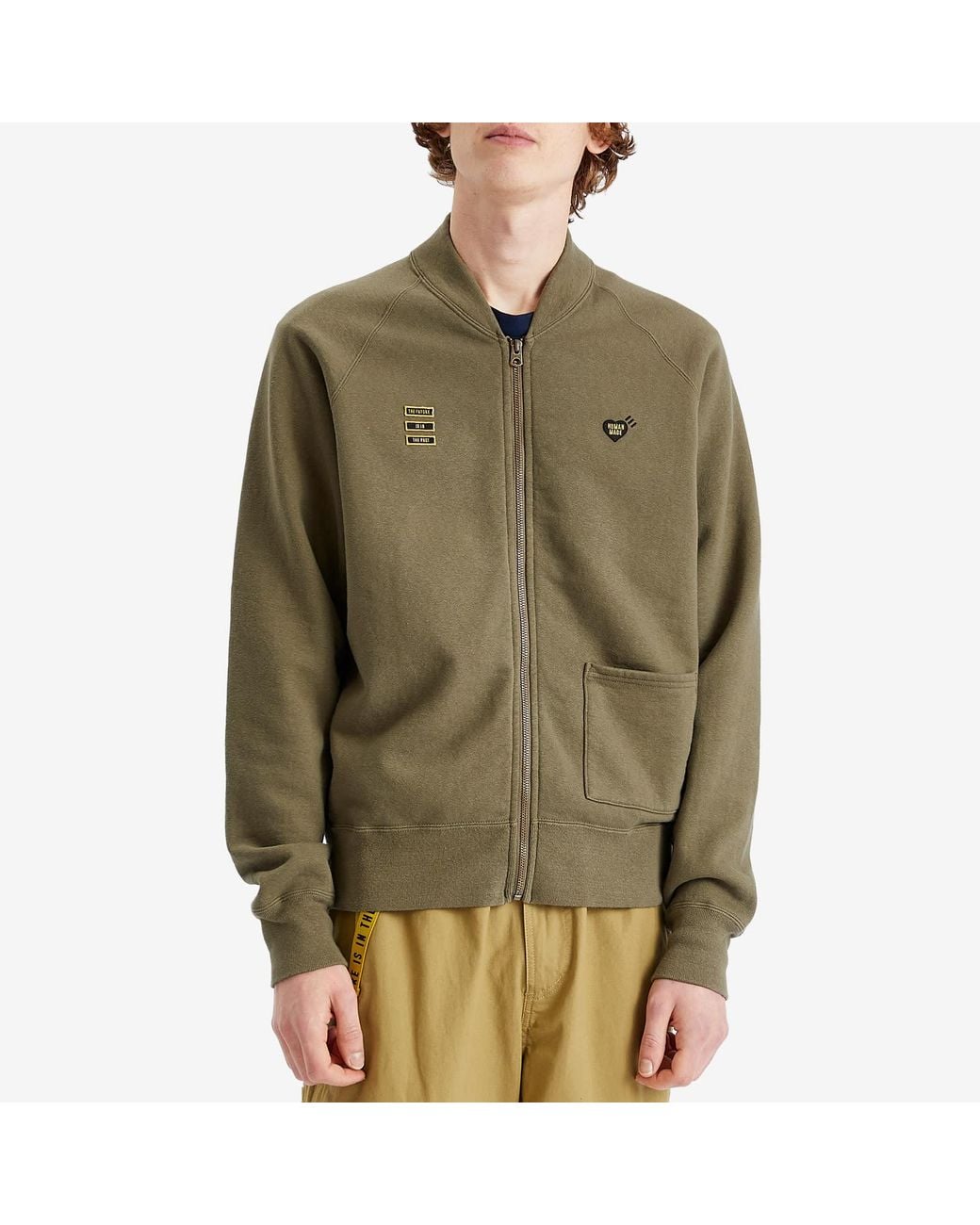 Human Made Green Heart Zip Jersey Bomber Jacket for men