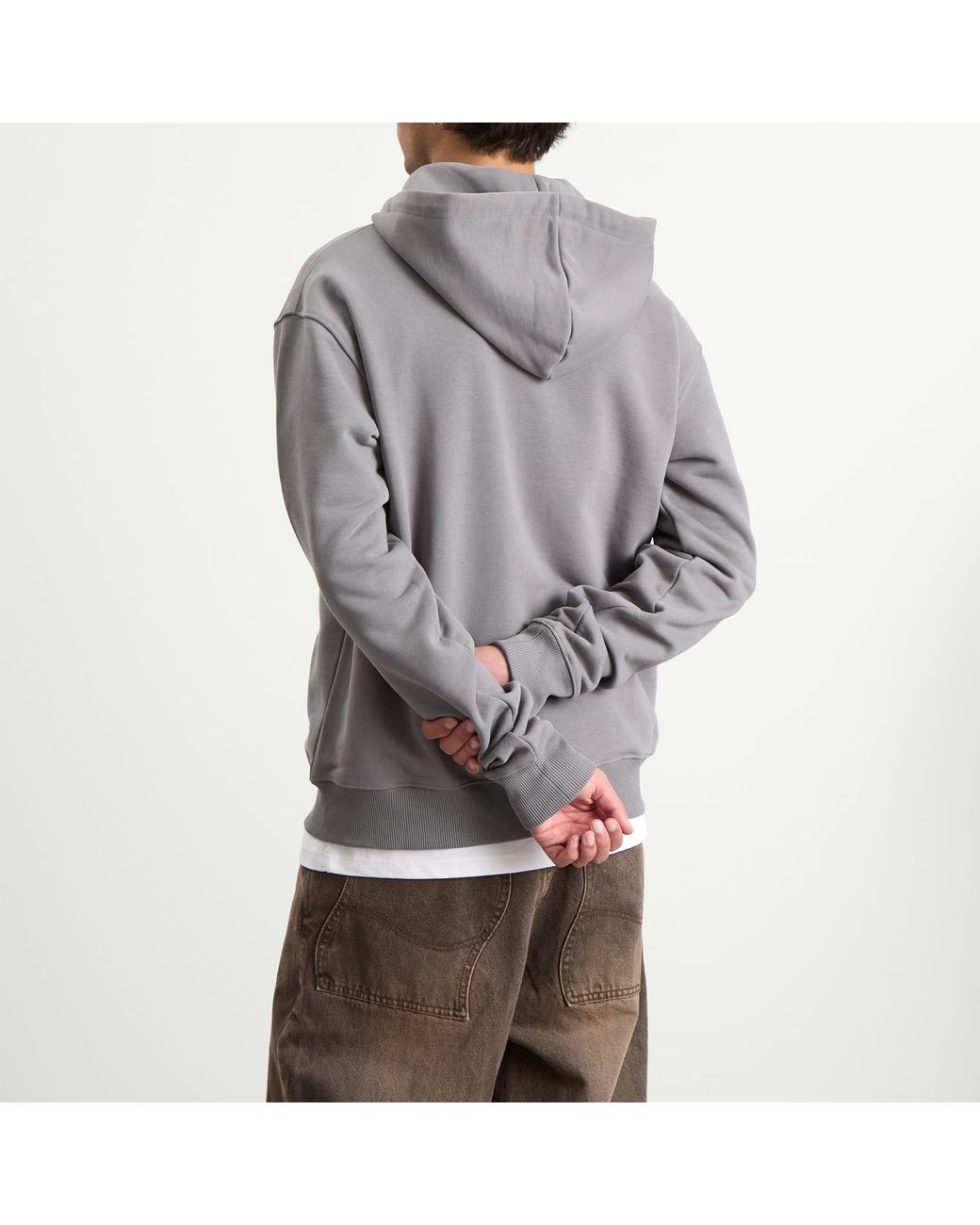 Postalco Gray Trip Applique Zip Hoodie for men
