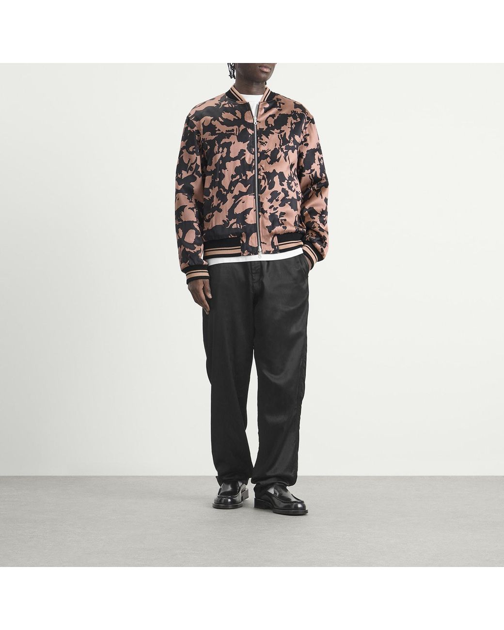 Dries Van Noten Black Abstract Floral Satin Reversible Bomber Jacket for men