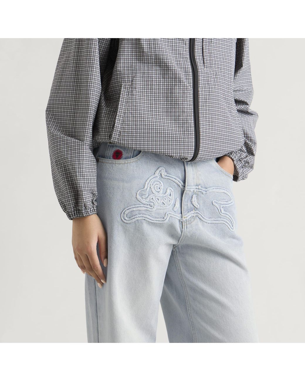 ICECREAM Blue Applique Running Dog Denim Pant