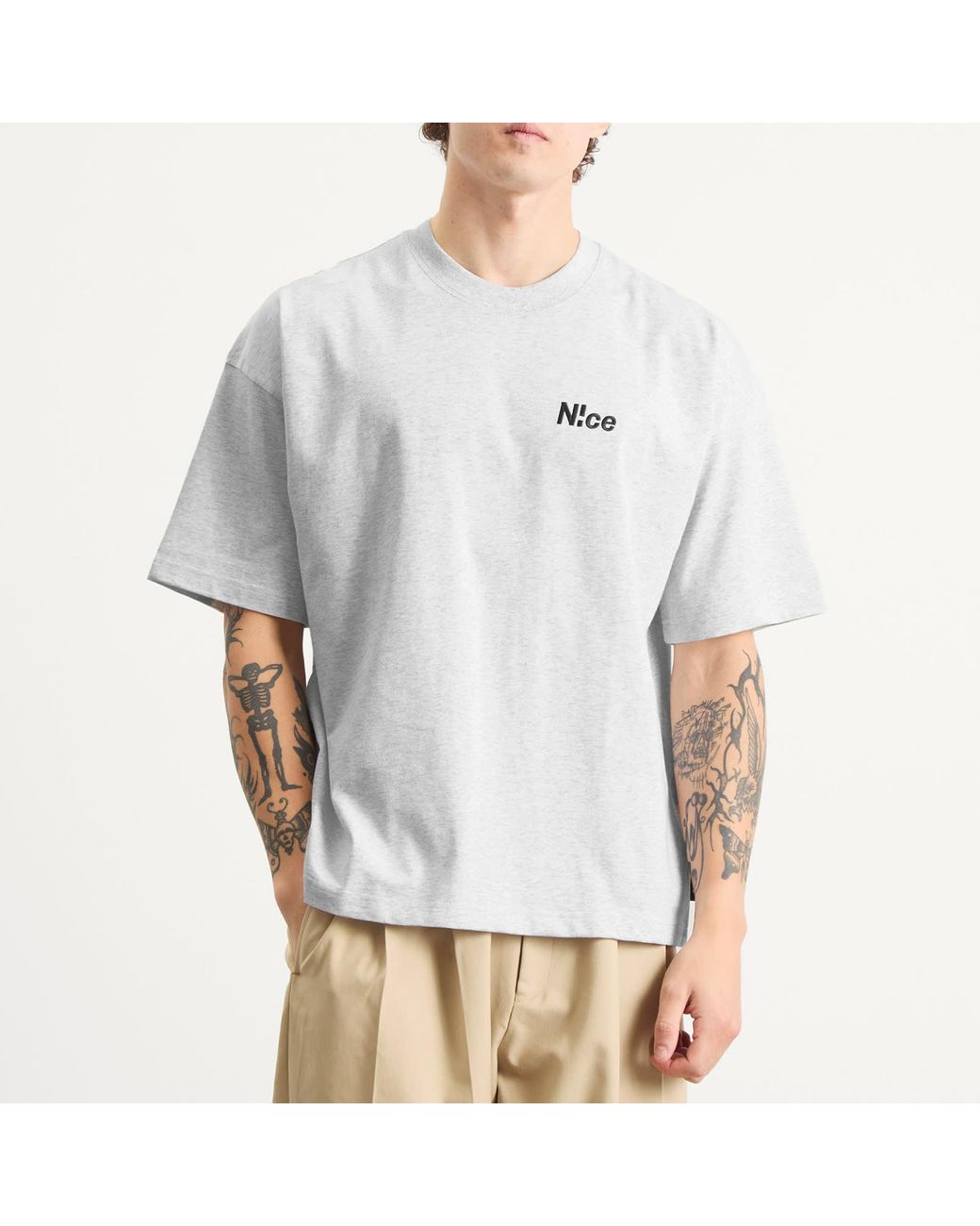 N!CE White Embroidered Logo T-Shirt for men