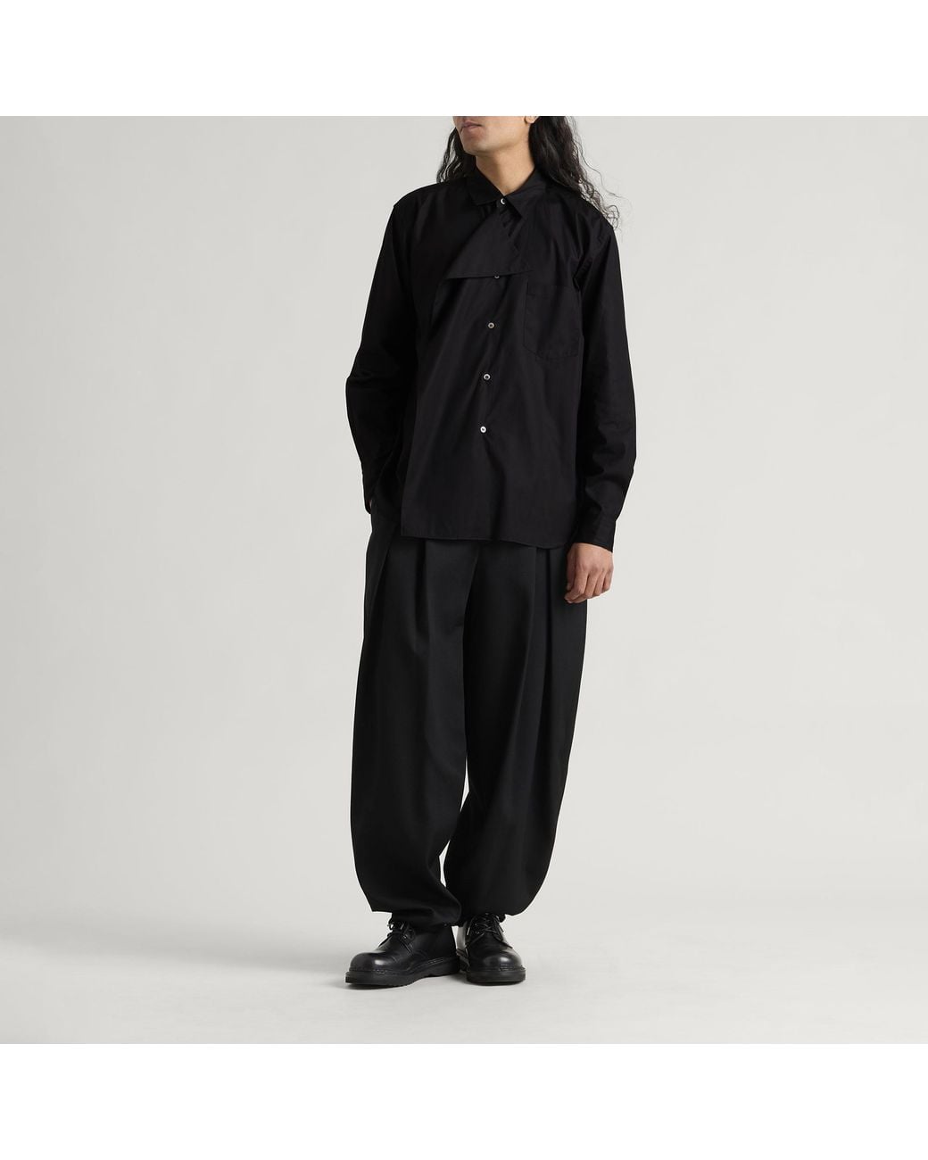 Comme des Garçons Black Cotton Shirt With Overlay for men