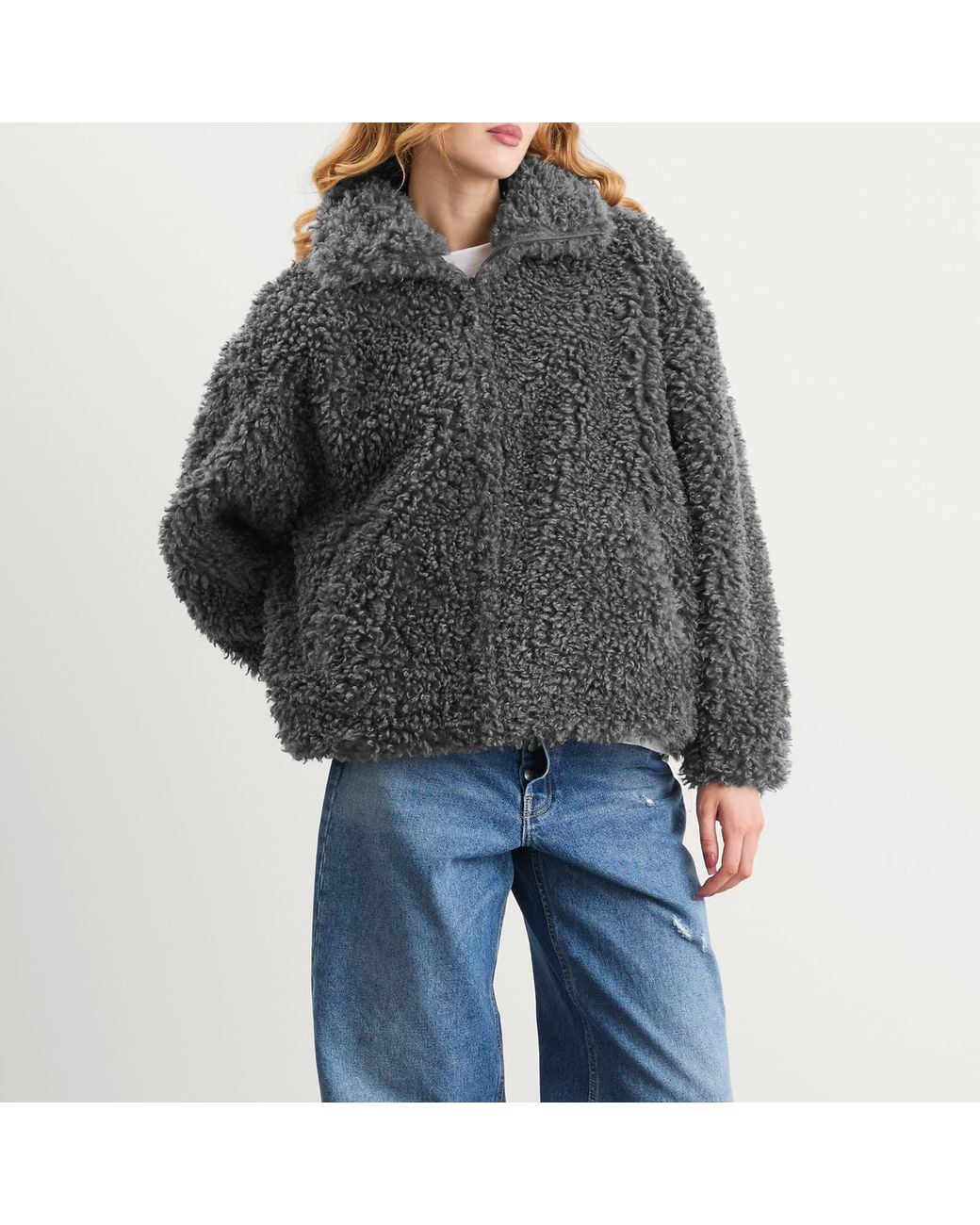 Acne Gray Felemmy Chunky Fleece Jacket