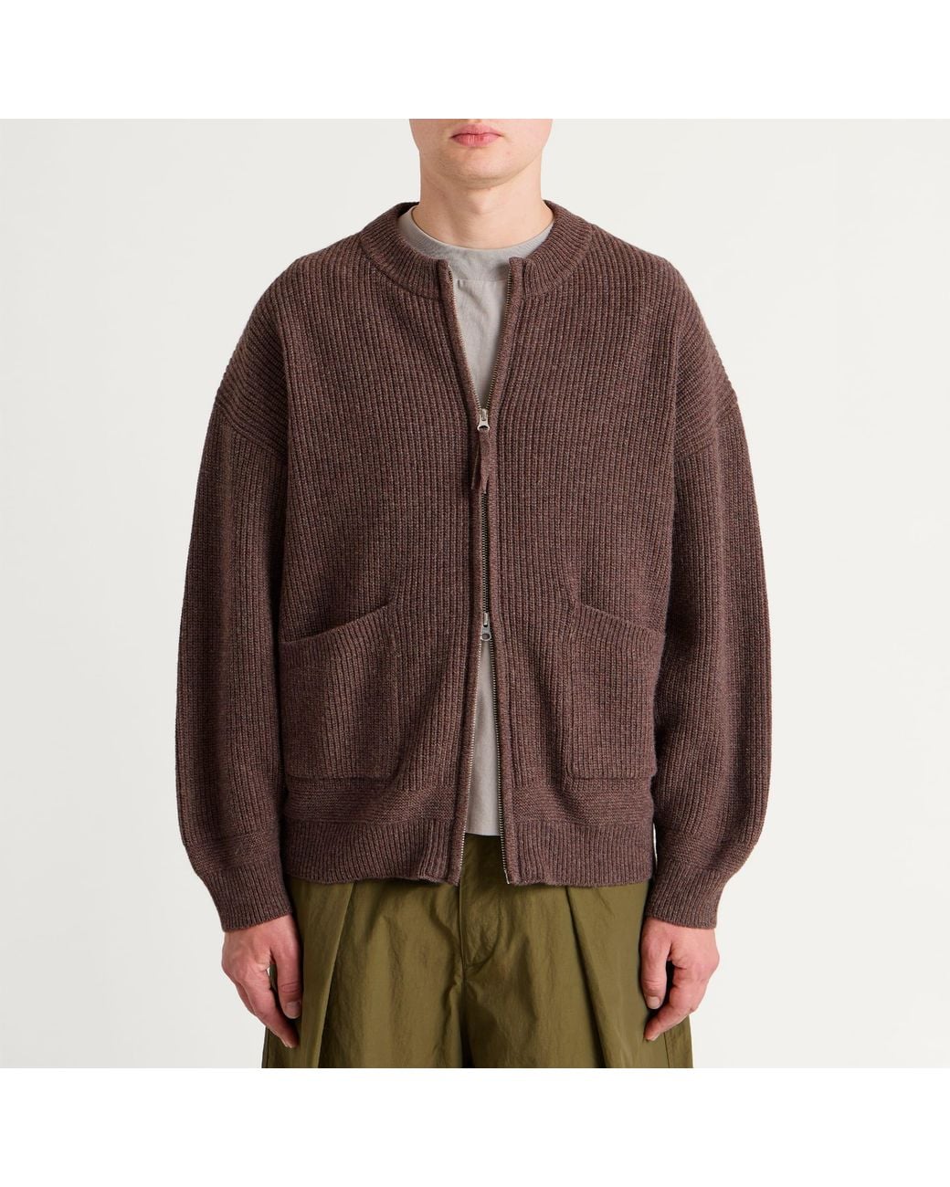 FRIZMWORKS Brown Wool Deck Zip Cardigan for men