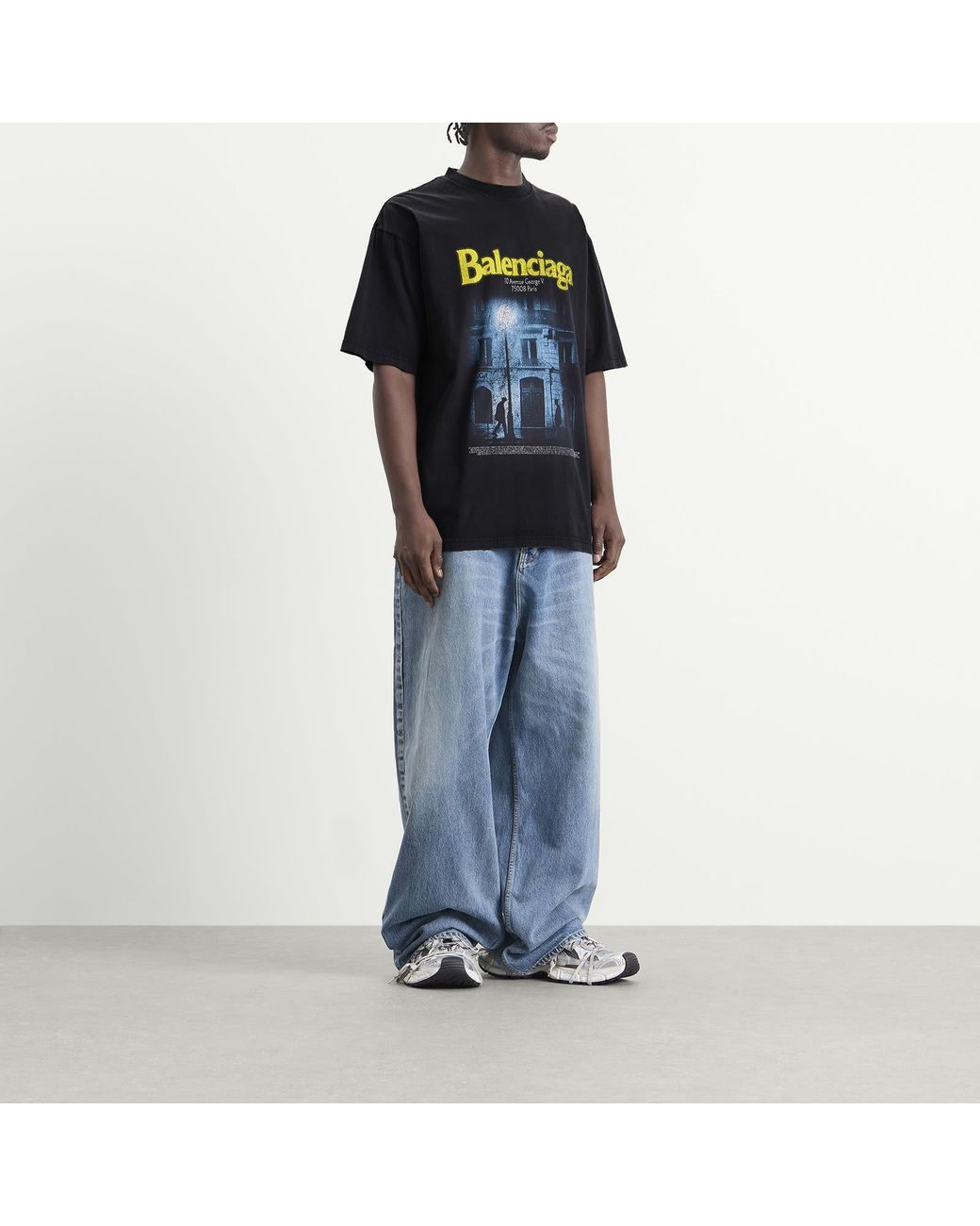 Balenciaga Black Graphic Logo T-Shirt for men