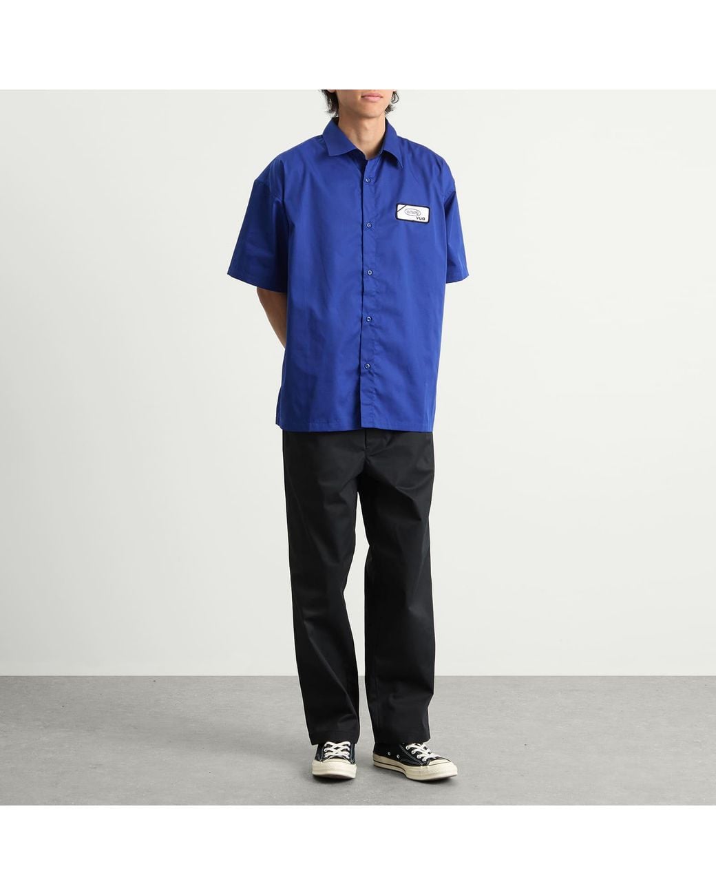 (w)taps Blue Logo Work Shirt for men