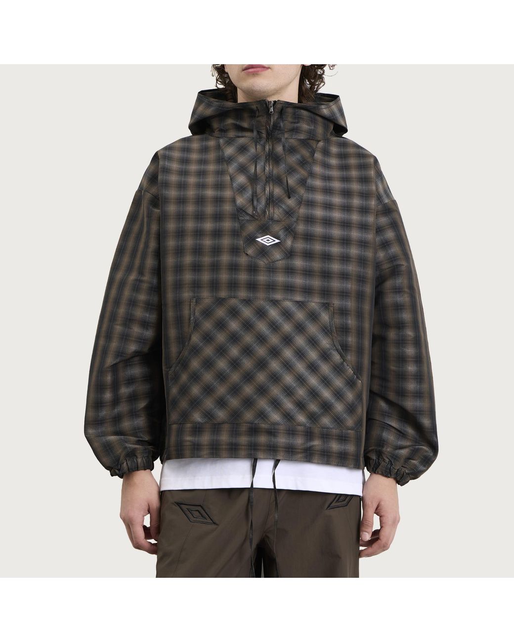 Umbro by Slam Jam Gray Checked Masked Anorak for men