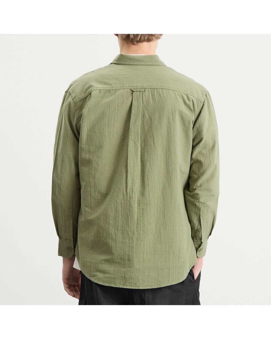 FRIZMWORKS Green Og Seersucker Shirt for men