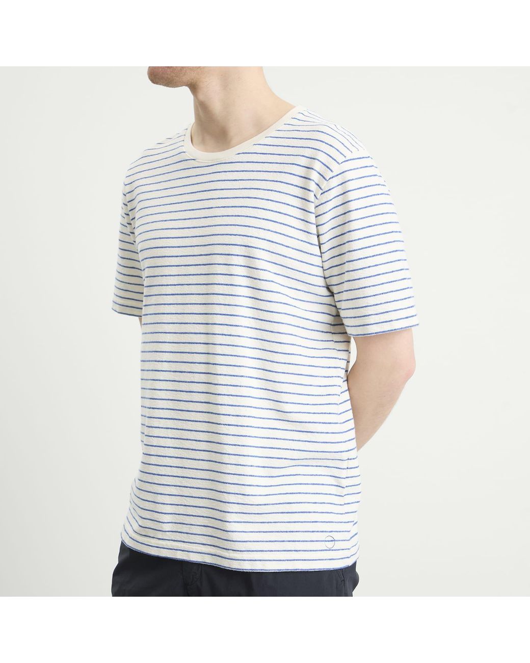 Folk Blue Textured Stripe T-Shirt for men