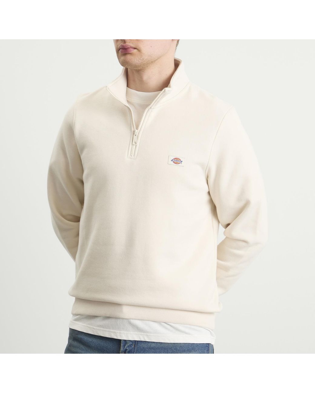 Dickies White Oakport Quarter Zip Sweat for men