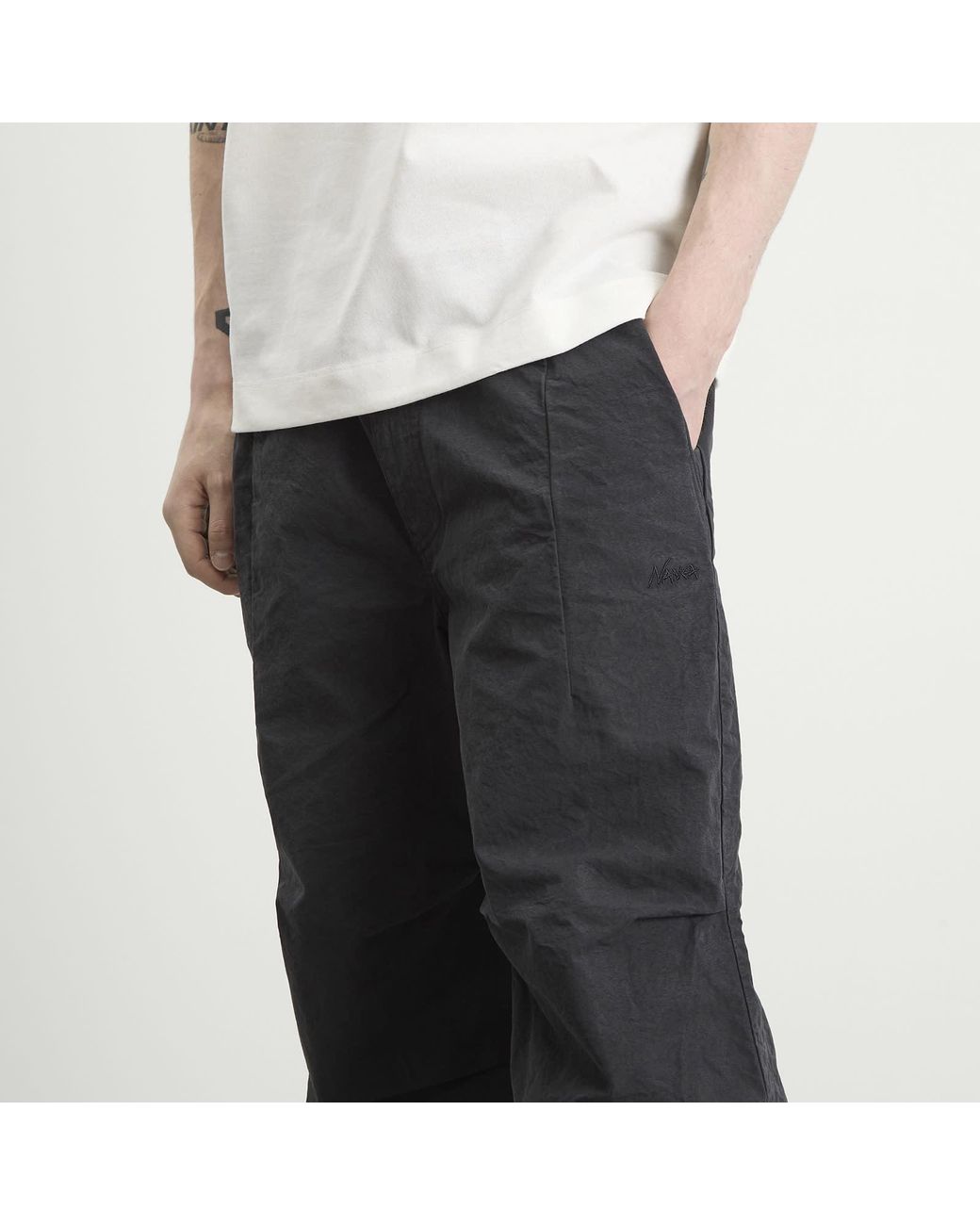 NANGA Black Dry Cotton Easy Trousers for men