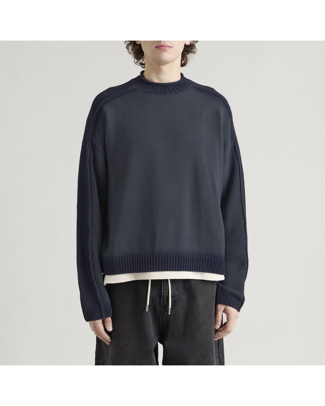 About Blank Blue Spray Dye Knit Crew for men