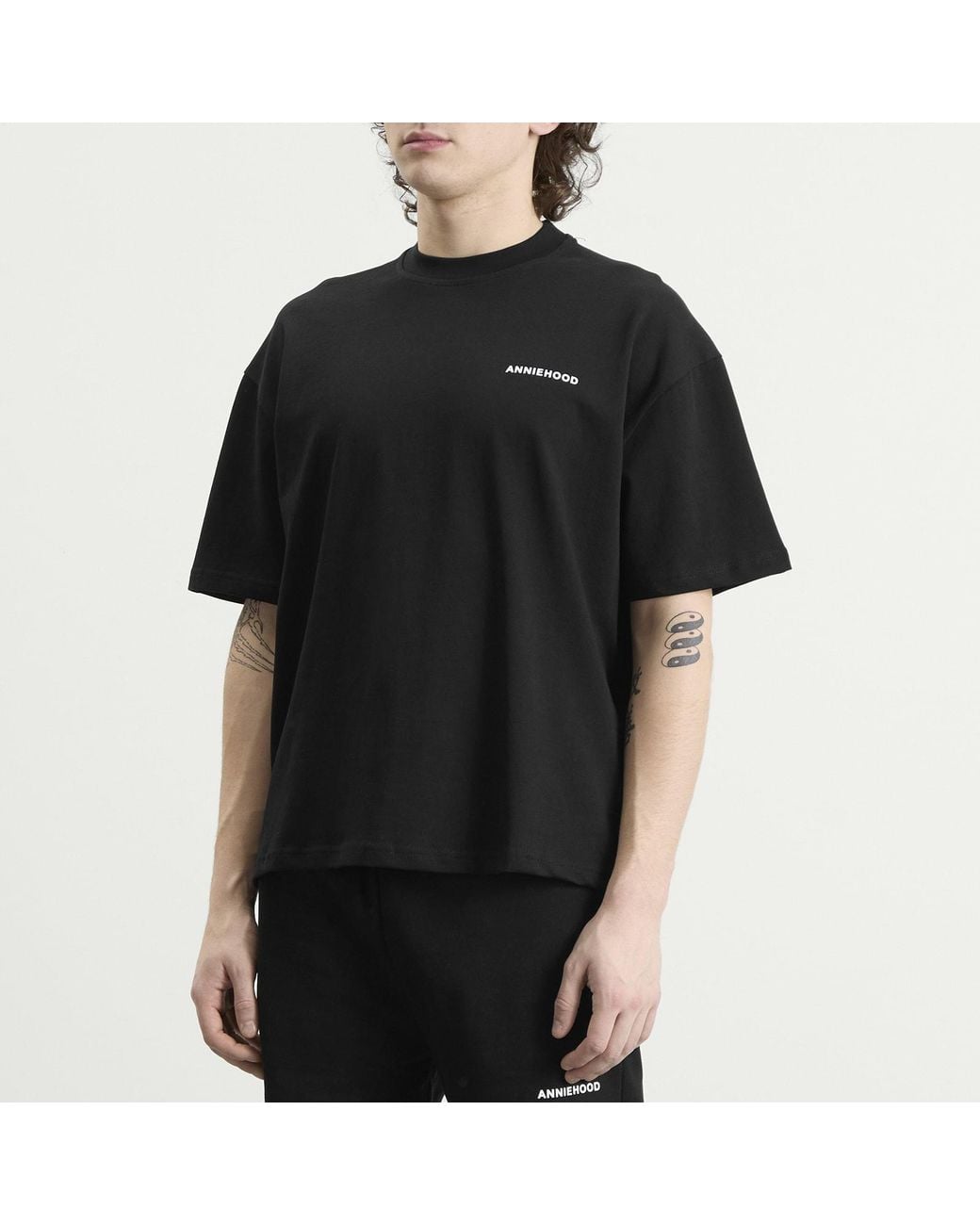 Annie Hood Black Mini Logo T-Shirt for men
