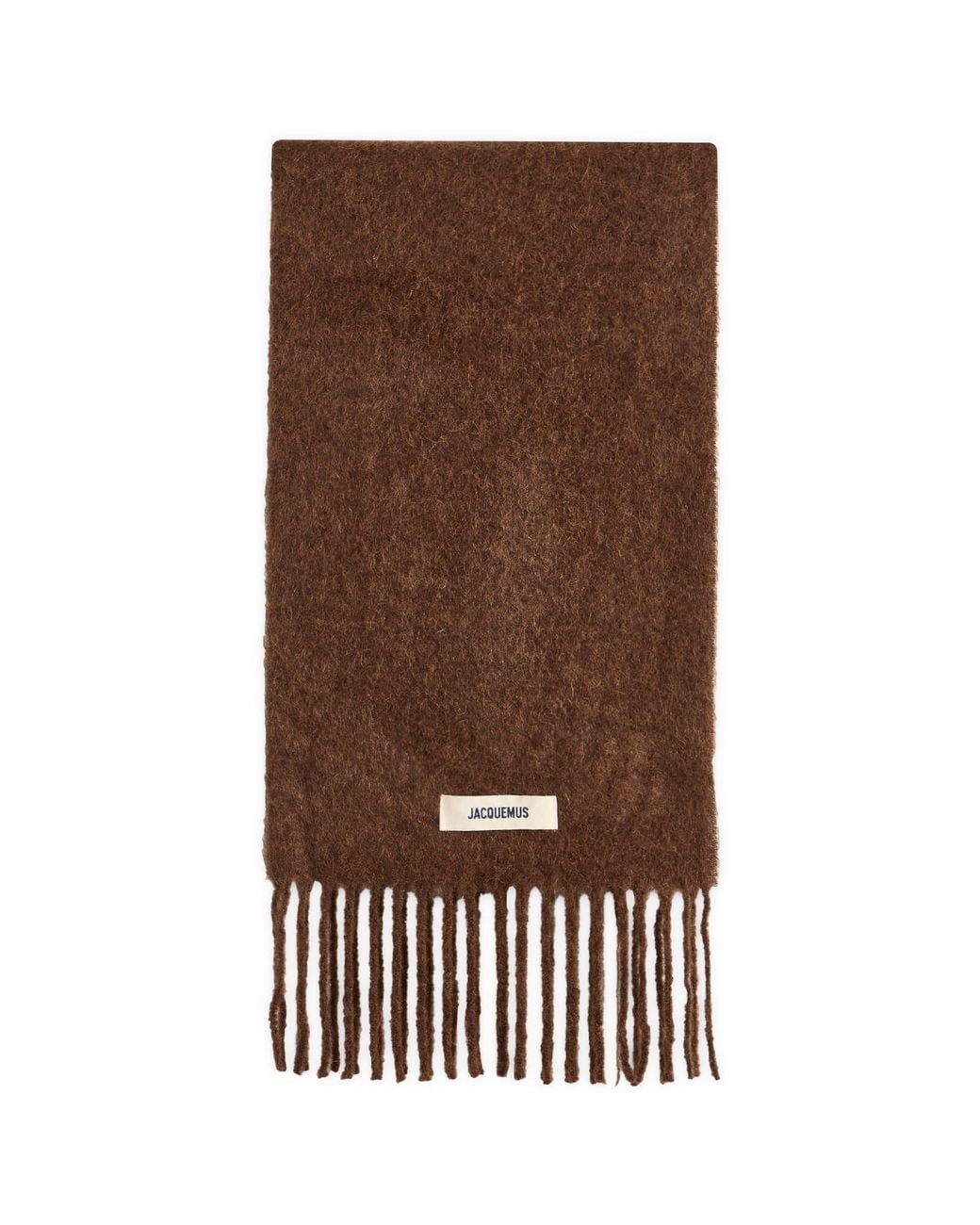 Jacquemus Brown Mohair Alpaca Grosgrain Logo Scarf for men