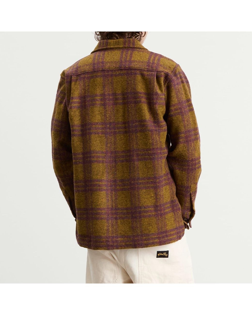 Universal Works Brown Dam Check Fatigue Shirt for men